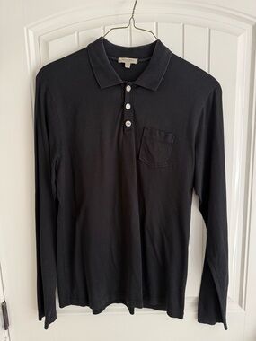 Burberry Black Long-Sleeve Polo Shirt with Chest Pocket